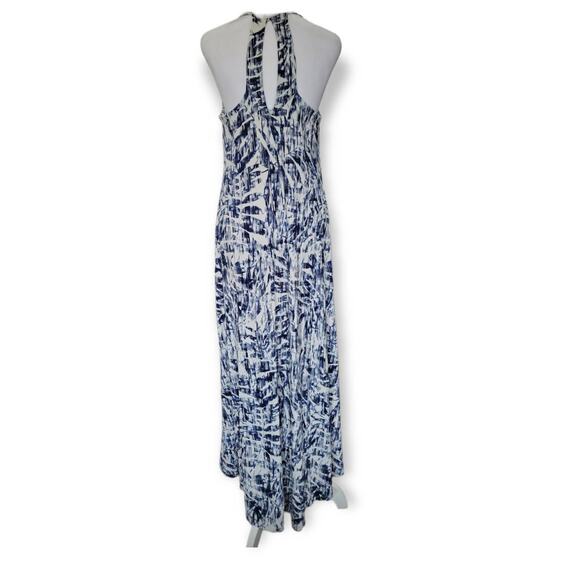 Cynthia Rowley Blue & White Abstract‎ Leaf Hi-Low Maxi Dress – Size M - Picture 4 of 10